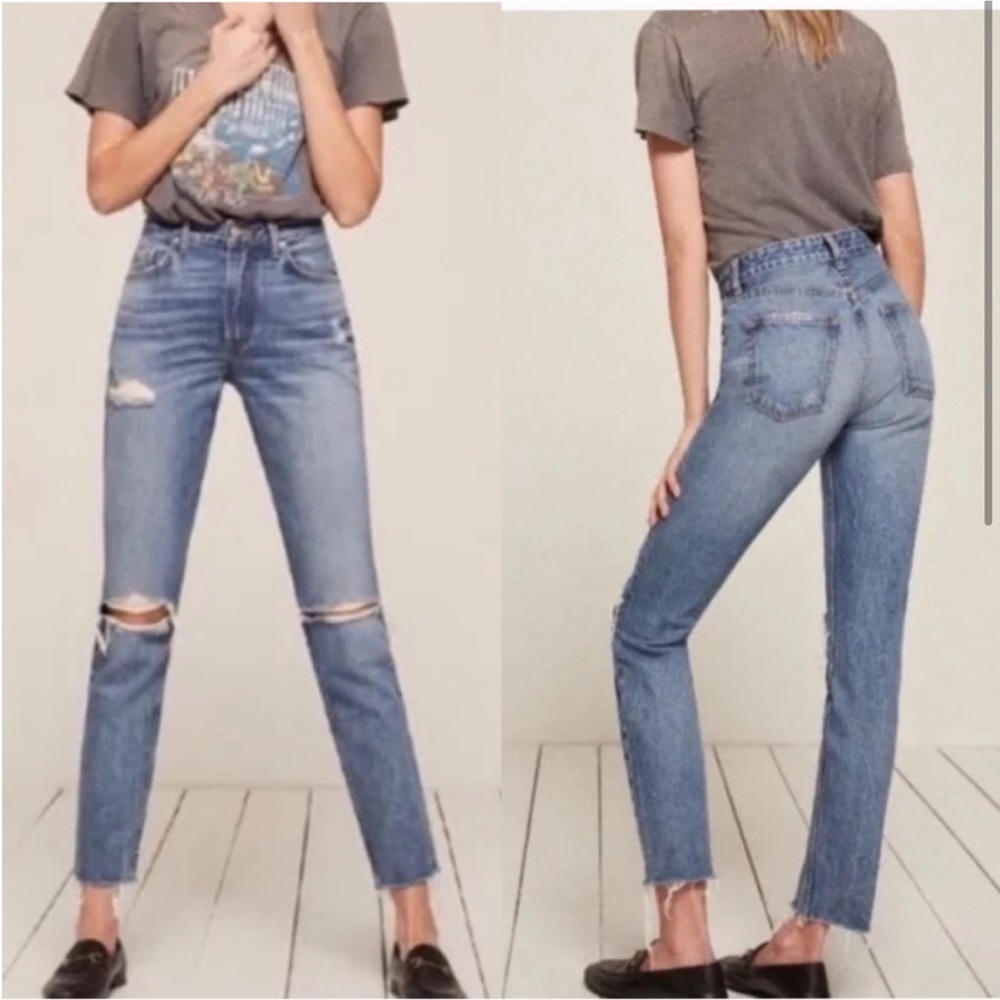 Reformation Distressed Button Up Jeans